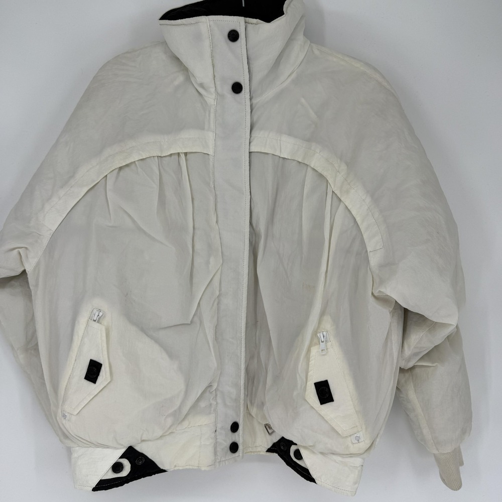 VTG Obermeyer Coat Womens 8 White Dreamer Down Ski Snow Puffer Embroidered Retro